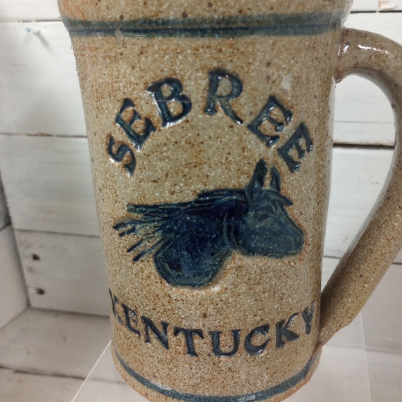 Vintage Salt Glazed Stoneware Pottery Pitcher with Sebree, KY Cottage Farmhouse. - Picture 2 of 8